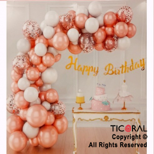 SET DE GLOBOS ARCO GUIRNALDA HAPPY BIRTHDAY ROSA Y BLANCO X 1